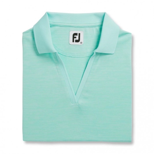 Aquamarine / White Women's Footjoy Golf Open Placket Space Dye Shirts | UK0384192