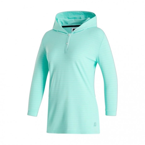 Aquamarine Women's Footjoy Golf 3/4 Sleeve Pinstripe Hoodie | UK1390582