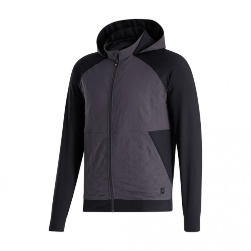 Black / Charcoal Men's Footjoy Golf Hybrid Hoodie | UK9852047