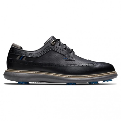 Black Men's Footjoy Golf Traditions - Shield Tip Spiked Golf Shoes | UK4913087