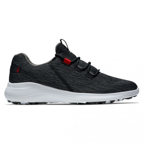 Black / Red Men's Footjoy Golf Flex Coastal Spikeless Golf Shoes | UK8760213
