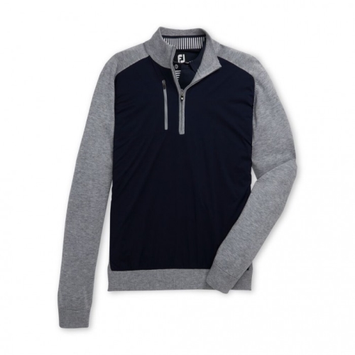 Navy / Heather Grey Men's Footjoy Golf Tech Sweater Jacket | UK7690852