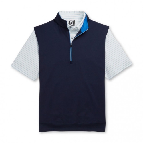 Navy Men's Footjoy Golf Half-Zip Vest | UK8760349