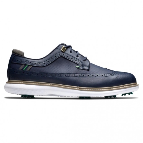 Navy Men's Footjoy Golf Traditions - Shield Tip Spiked Golf Shoes | UK7496820