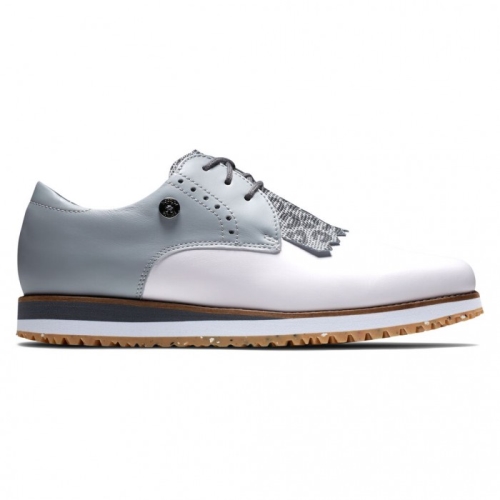 White / Light Grey Women's Footjoy Golf Sport Retro - Kiltie Spikeless Golf Shoes | UK0923571