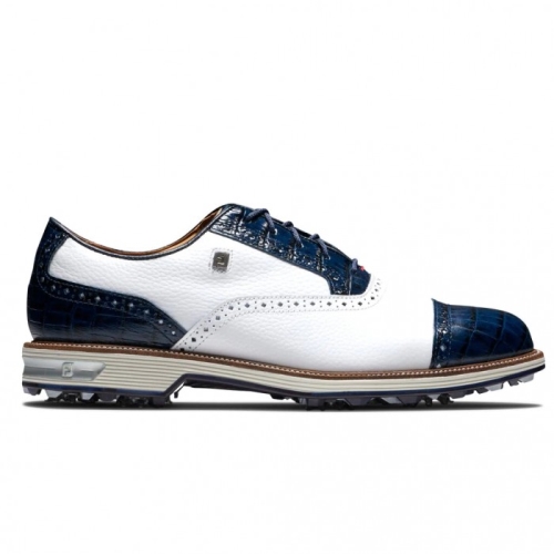 White / Navy Men's Footjoy Golf Premiere Series - Tarlow Spiked Golf Shoes | UK9265183