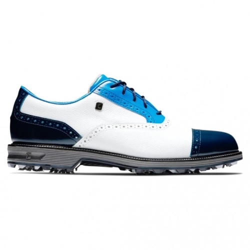 White Pebble / Blue / Navy Men's Footjoy Golf Premiere Series - Tarlow Spiked Golf Shoes | UK4612397
