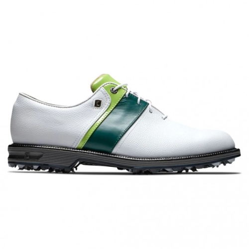 White Pebble / Green / Lime Patent Men's Footjoy Golf Premiere Series - Packard Spiked Golf Shoes |