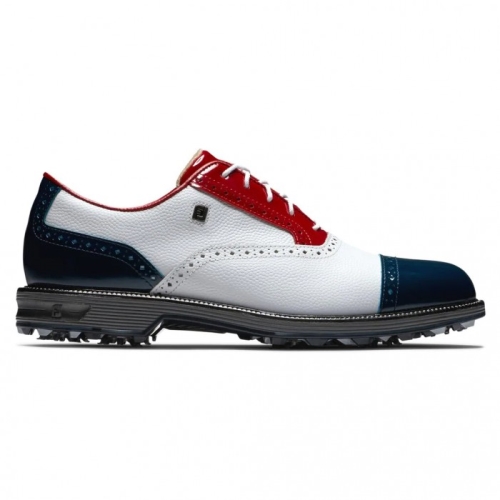 White Pebble / Red Patent / Navy Patent Men's Footjoy Golf Premiere Series - Tarlow Spiked Golf Shoe