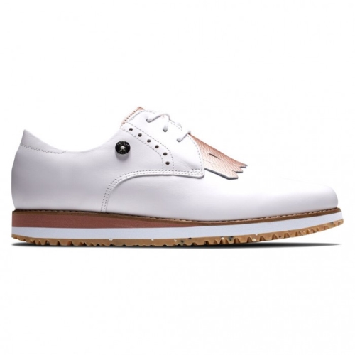 White / Rose Women's Footjoy Golf Sport Retro - Kiltie Spikeless Golf Shoes | UK5493087