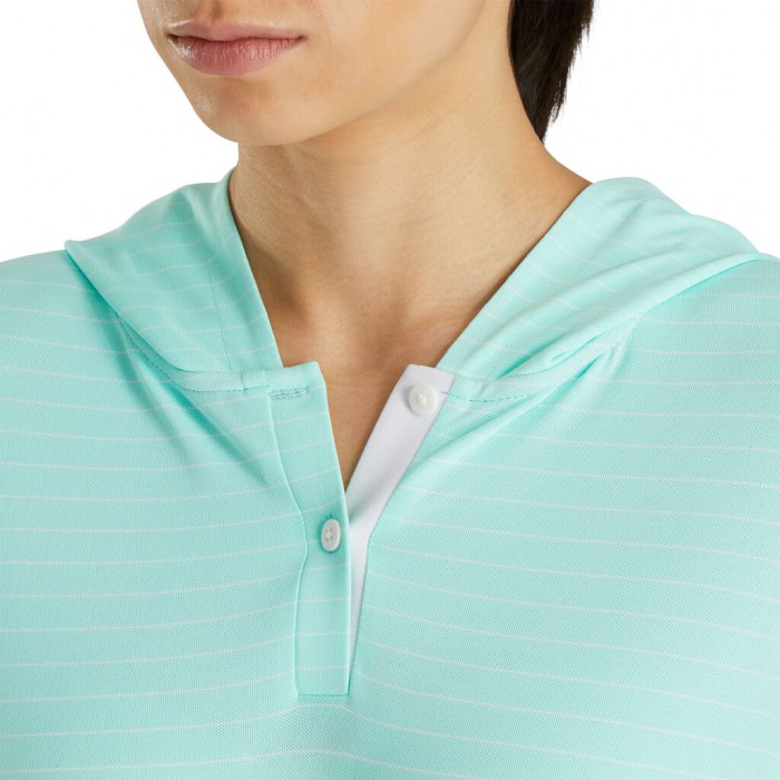 Aquamarine Women's Footjoy Golf 3/4 Sleeve Pinstripe  Hoodie | UK1390582