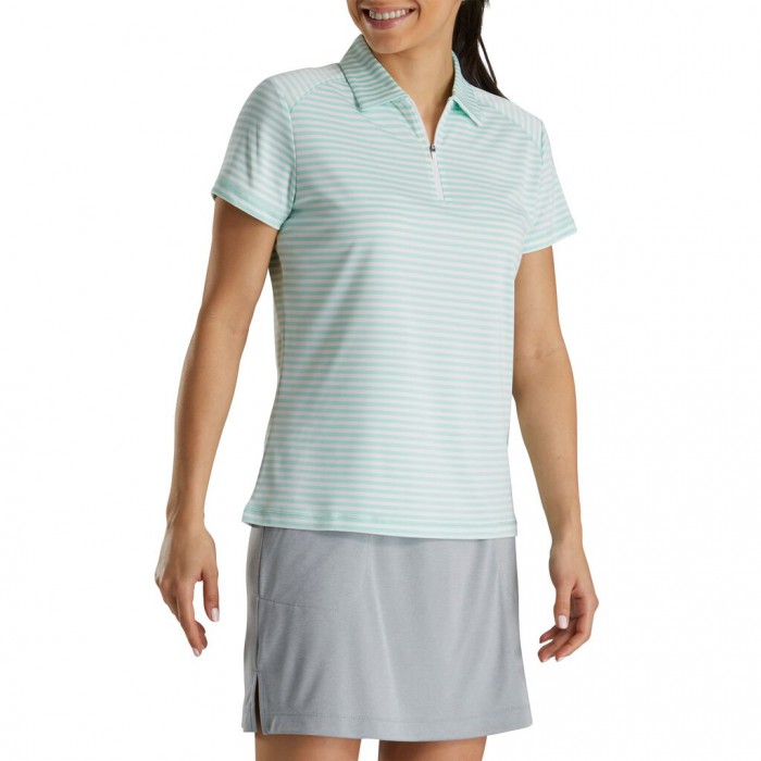 Aquamarine Women's Footjoy Golf Heather Stripe Shirts | UK8625091