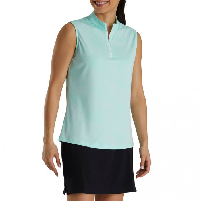 Aquamarine Women's Footjoy Golf Sleeveless Jacquard Shirts | UK5139072