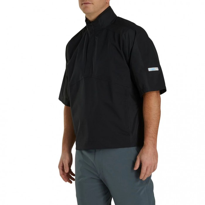 Black Men\'s Footjoy Golf HydroLite Short Sleeve Shirts | UK4053968