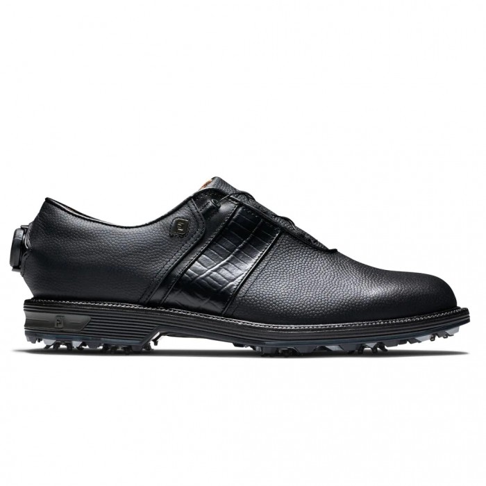 Black Men\'s Footjoy Golf Premiere Series - Packard BOA Spiked Golf Shoes | UK4370152