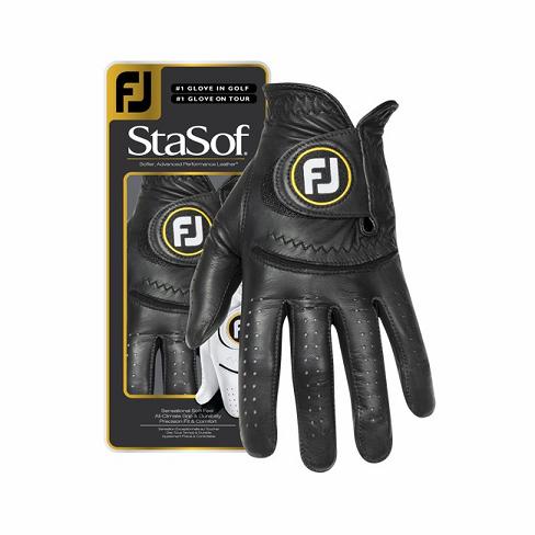 Black Men\'s Footjoy Golf StaSof Golf Gloves | UK6827319