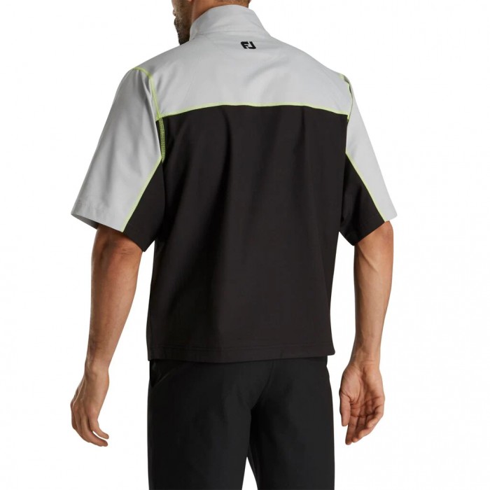 Black / Silver / Lime Men's Footjoy Golf Short Sleeve Sport Windshirt | UK0657984