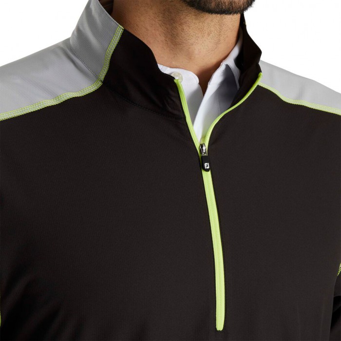 Black / Silver / Lime Men's Footjoy Golf Short Sleeve Sport Windshirt | UK0657984