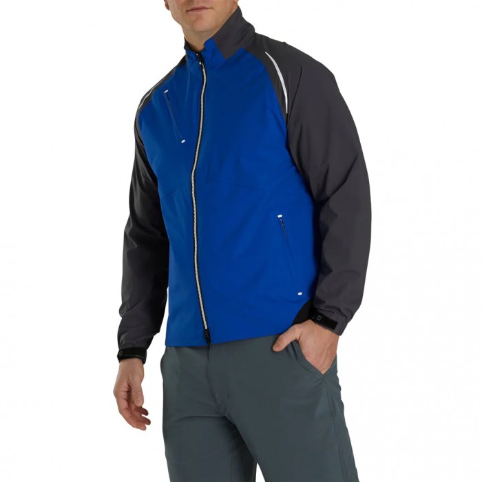 Blue / Charcoal Men's Footjoy Golf Select LS Rain Jacket | UK6397485