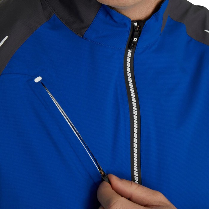 Blue / Charcoal Men's Footjoy Golf Select LS Rain Jacket | UK6397485