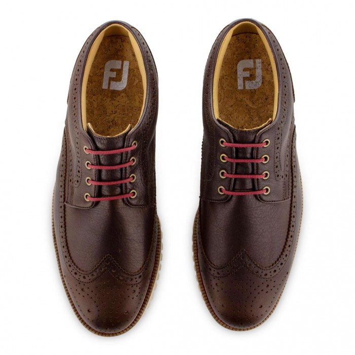 Brown Men's Footjoy Golf Club Casuals Wing Tip Shoes | UK8906342