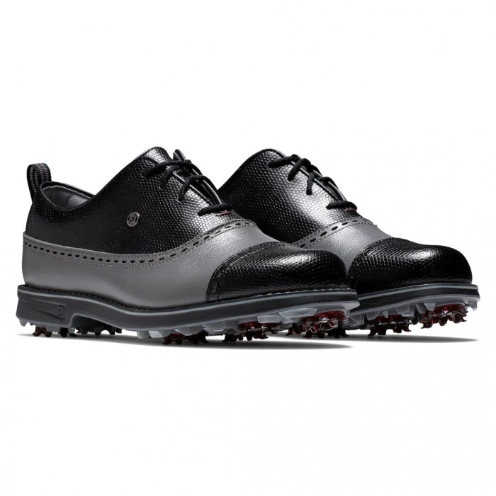 Charcoal / Black Women's Footjoy Golf Premiere Series - Cap Toe Spiked Golf Shoes | UK5271698