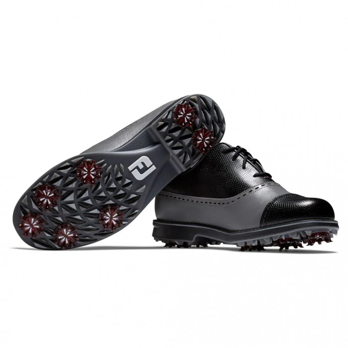 Charcoal / Black Women's Footjoy Golf Premiere Series - Cap Toe Spiked Golf Shoes | UK5271698