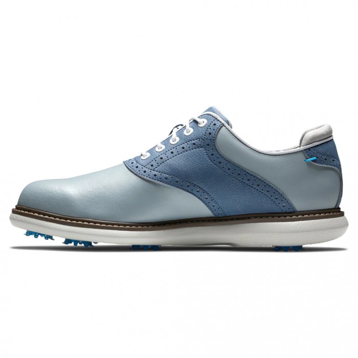 Grey / Blue Men's Footjoy Golf Traditions Spiked Golf Shoes | UK0435789