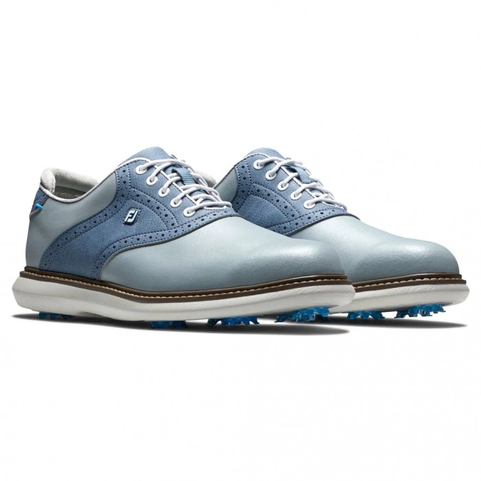 Grey / Blue Men's Footjoy Golf Traditions Spiked Golf Shoes | UK0435789