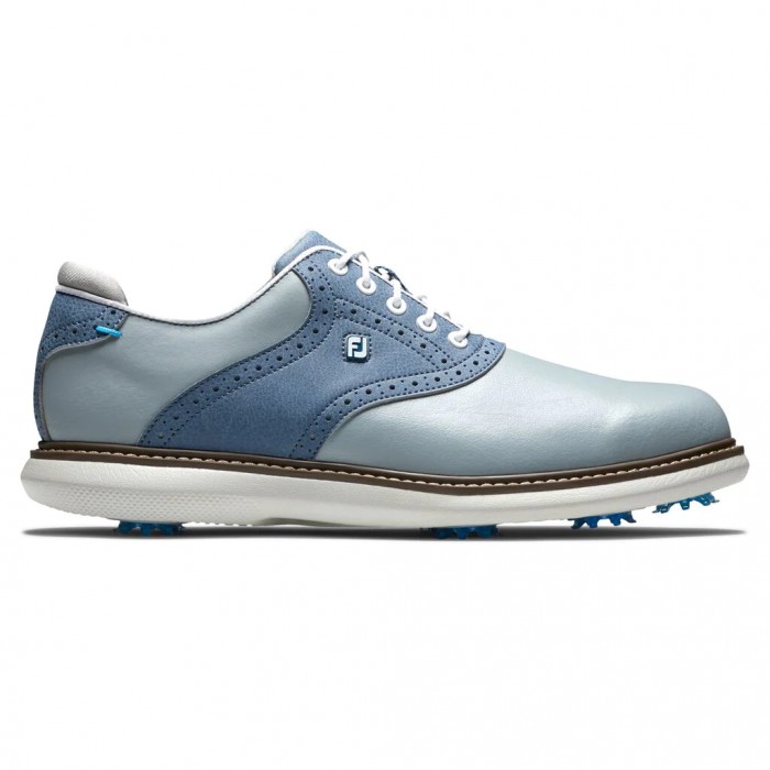 Grey / Blue Men\'s Footjoy Golf Traditions Spiked Golf Shoes | UK0435789