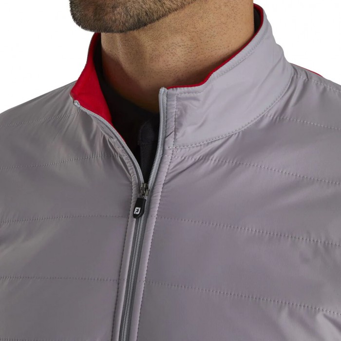 Grey / Red Men's Footjoy Golf Full-Zip Hybrid Jacket | UK2795136