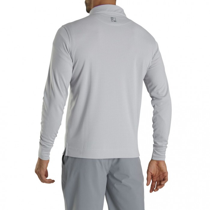 Grey / White Men's Footjoy Golf Houndstooth Jacquard Quarter-Zip Jacket | UK5284019