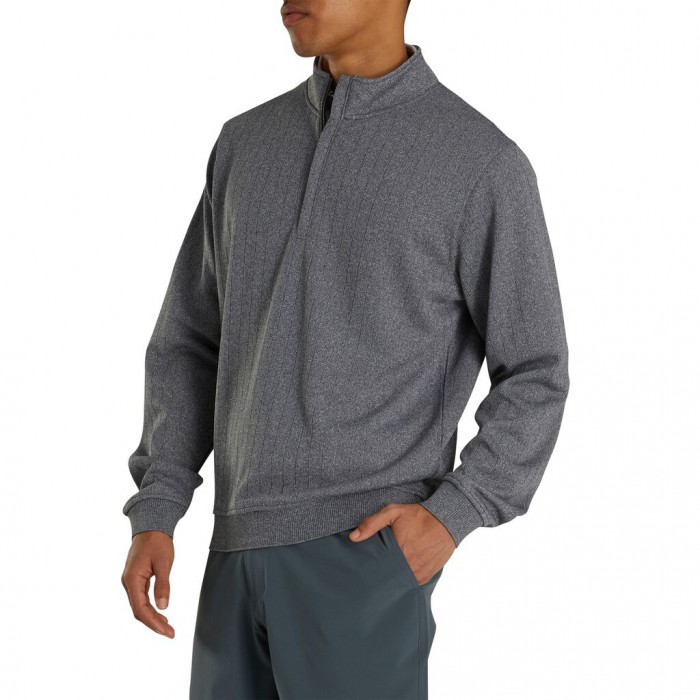 Heather Charcoal Men's Footjoy Golf Drop Needle Half-Zip Gathered Waist Jacket | UK5724609