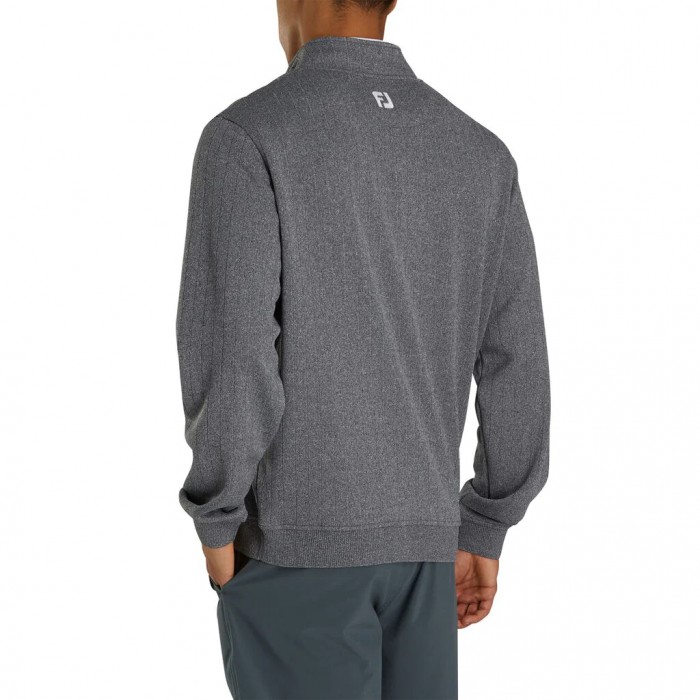 Heather Charcoal Men's Footjoy Golf Drop Needle Half-Zip Gathered Waist Jacket | UK5724609