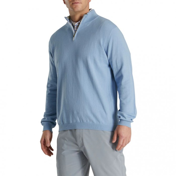 Heather Grey Men's Footjoy Golf Quarter-Zip Sweater Jacket | UK2653978