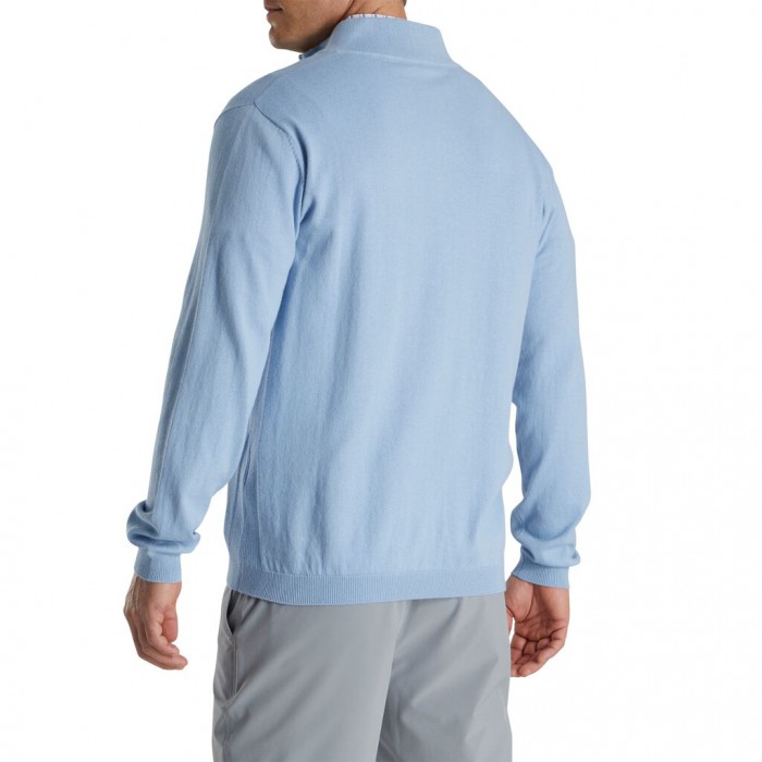 Heather Grey Men's Footjoy Golf Quarter-Zip Sweater Jacket | UK2653978