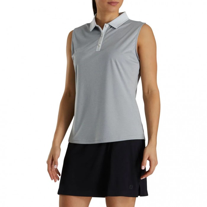 Heather Grey Women's Footjoy Golf Sleeveless Jacquard Back Shirts | UK0251679