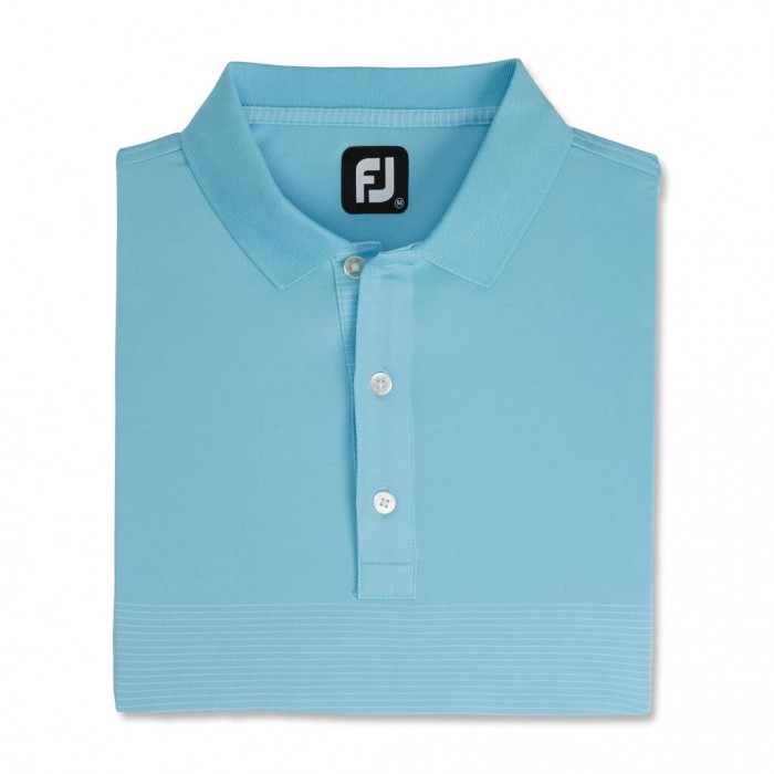 Light Blue / White Men\'s Footjoy Golf Lisle Engineered Pin Stripe Self Collar Shirts | UK5297061