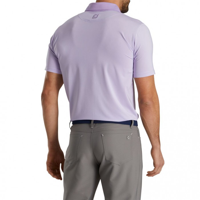 Lilac / White Men's Footjoy Golf Athletic Fit Lisle End-On-End Self Collar Shirts | UK9684073