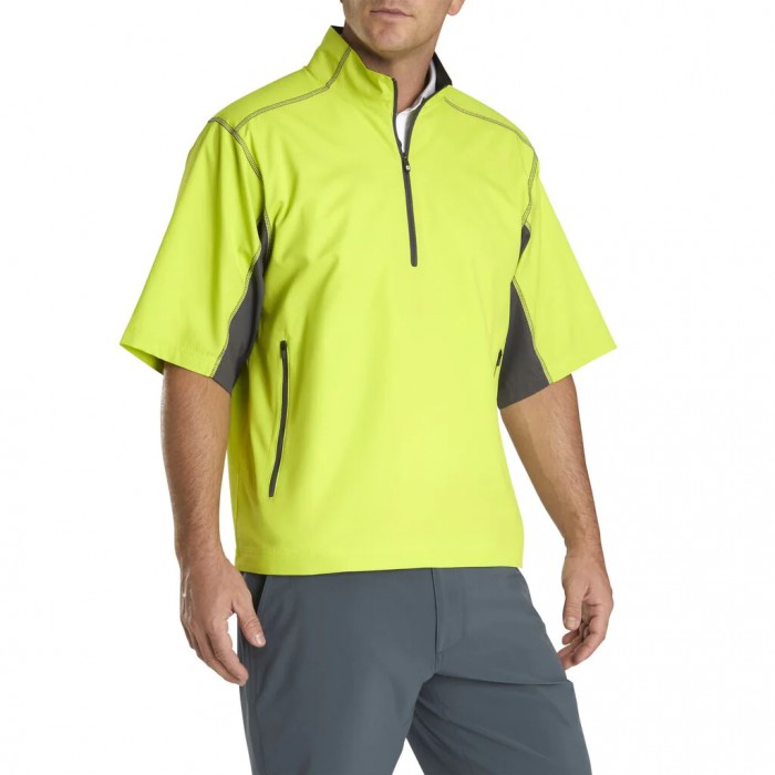 Lime / Charcoal Men's Footjoy Golf Short Sleeve Sport Windshirt | UK8453097