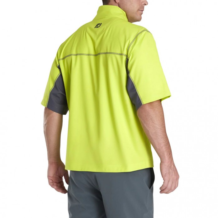 Lime / Charcoal Men's Footjoy Golf Short Sleeve Sport Windshirt | UK8453097