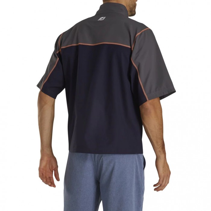 Navy / Charcoal / Orange Men's Footjoy Golf Short Sleeve Sport Windshirt | UK4201873