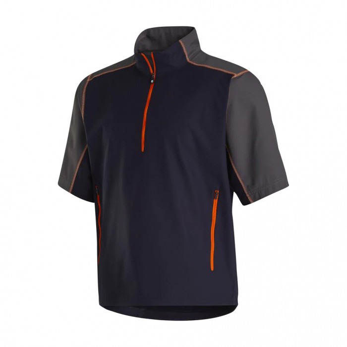 Navy / Charcoal / Orange Men\'s Footjoy Golf Short Sleeve Sport Windshirt | UK4201873