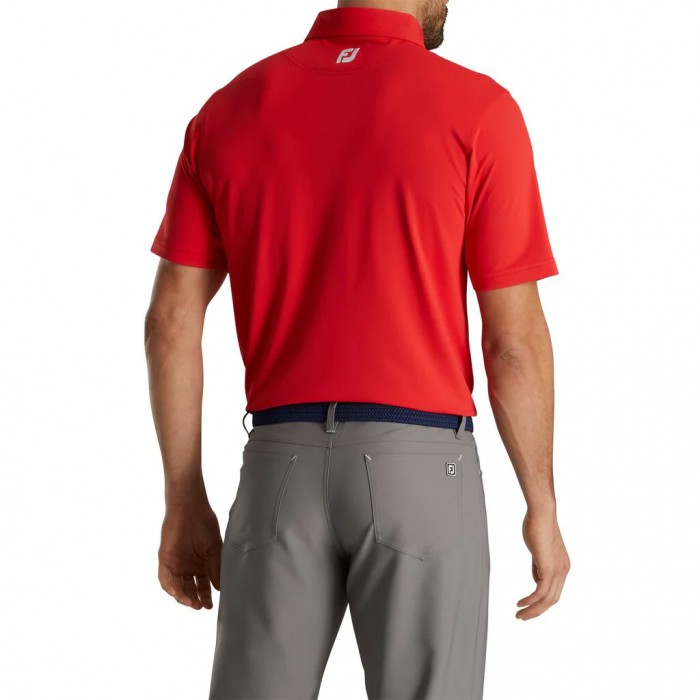 Red Men's Footjoy Golf Performance Stretch Pique Solid Self Collar Shirts | UK2061579