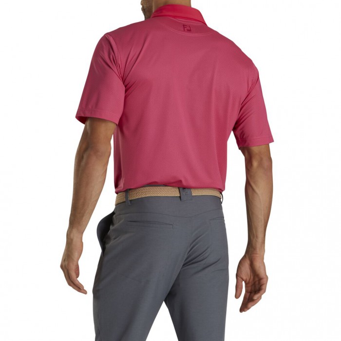 Ruby / Pink Men's Footjoy Golf Stretch Lisle Mini Check Print Shirts | UK0235167