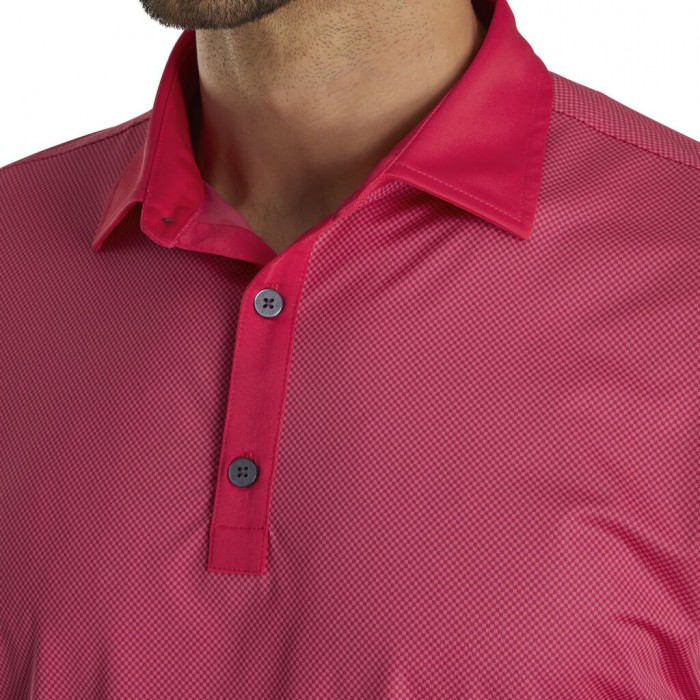 Ruby / Pink Men's Footjoy Golf Stretch Lisle Mini Check Print Shirts | UK0235167