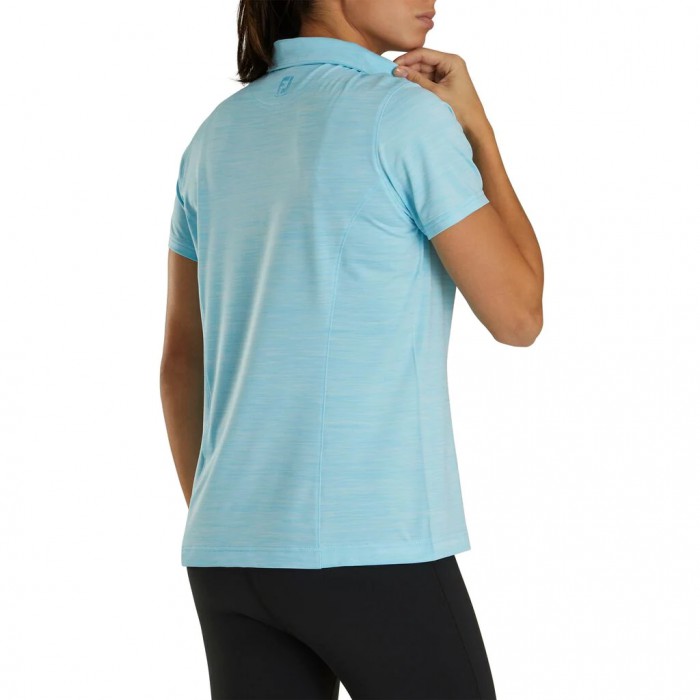 Space Dye Light Blue Women's Footjoy Golf ProDry Interlock Self Collar -Previous Season Style Shirts