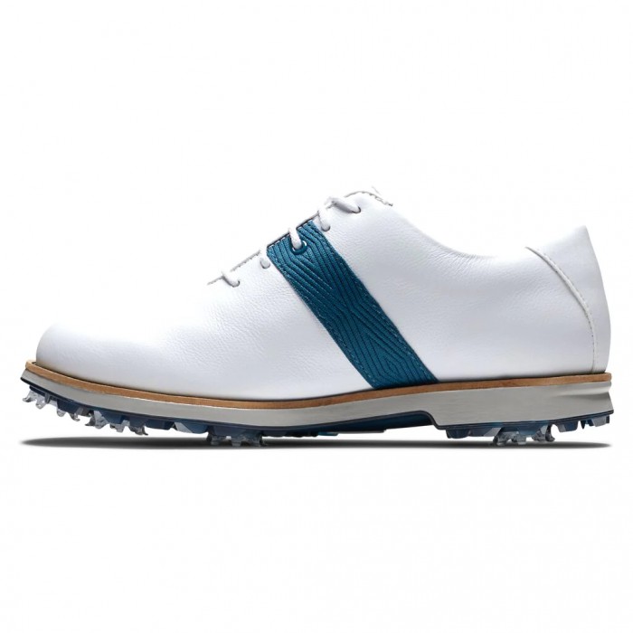 White / Blue Women's Footjoy Golf Premiere Series Spiked Golf Shoes | UK9658701