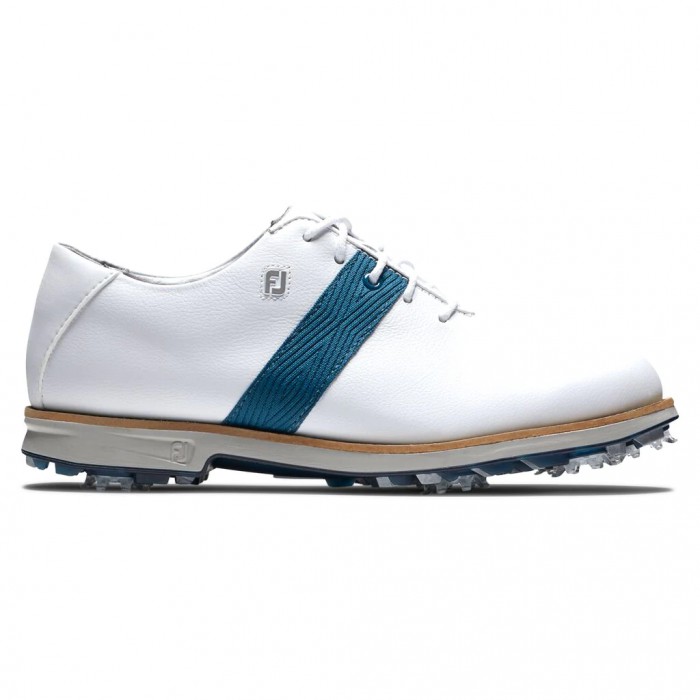 White / Blue Women\'s Footjoy Golf Premiere Series Spiked Golf Shoes | UK9658701