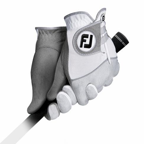 White/Grey Men's Footjoy Golf RainGrip Golf Gloves | UK6084297